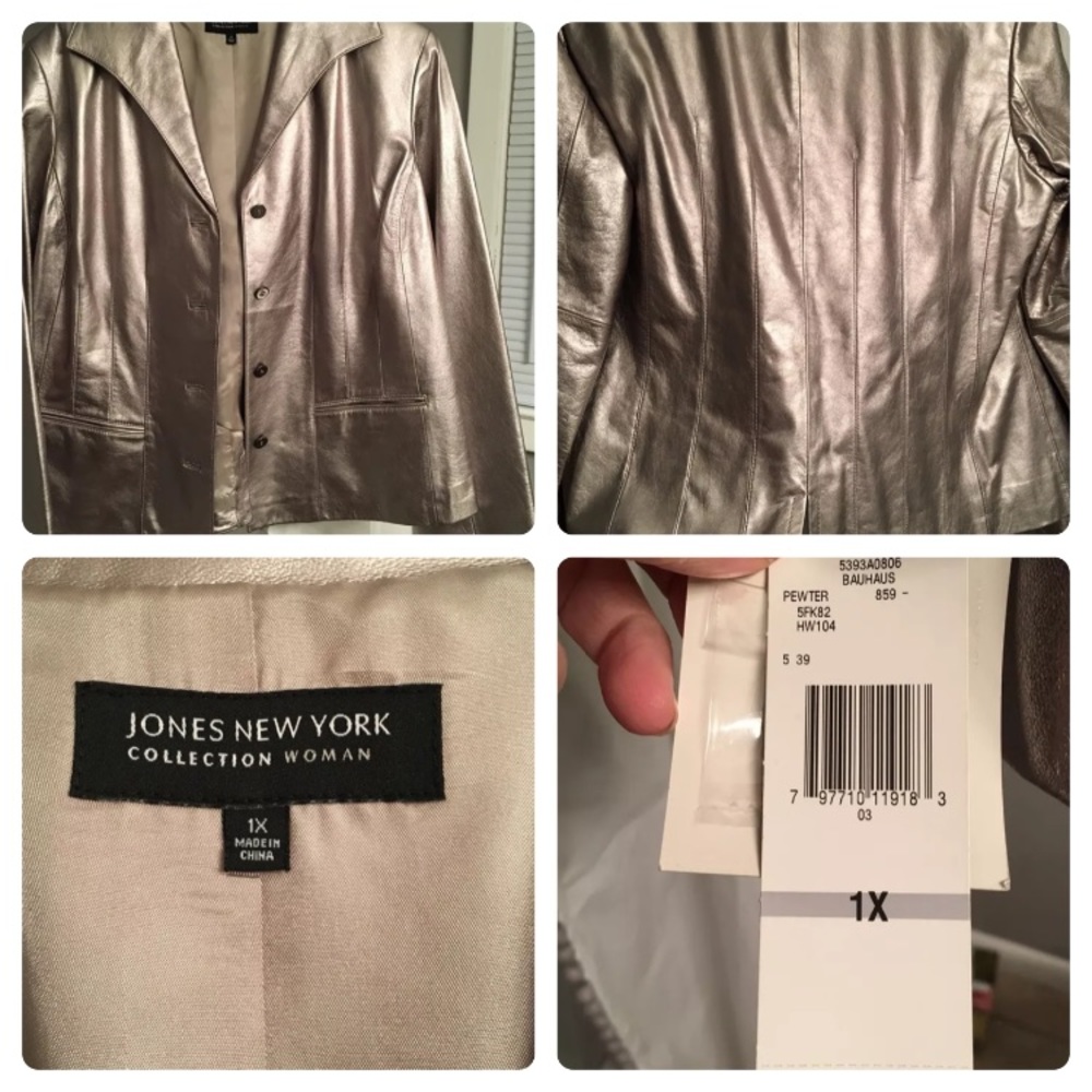 Jones New York Metallic Blazer- leather